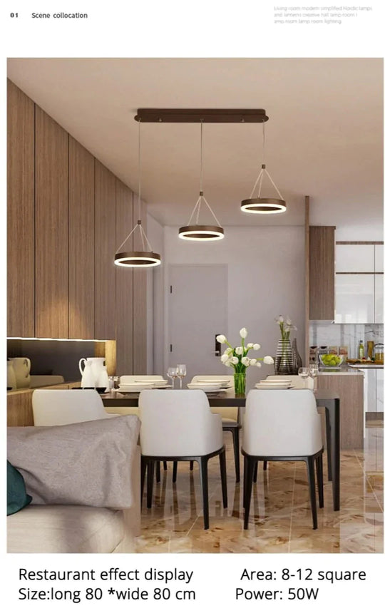 Coffee Led Pendant Light Kitchen Dinning Room Backside Lighting 3 Heads Round Acrylic Lamp Lustres