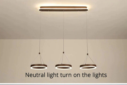 Coffee Led Pendant Light Kitchen Dinning Room Backside Lighting 3 Heads Round Acrylic Lamp Lustres