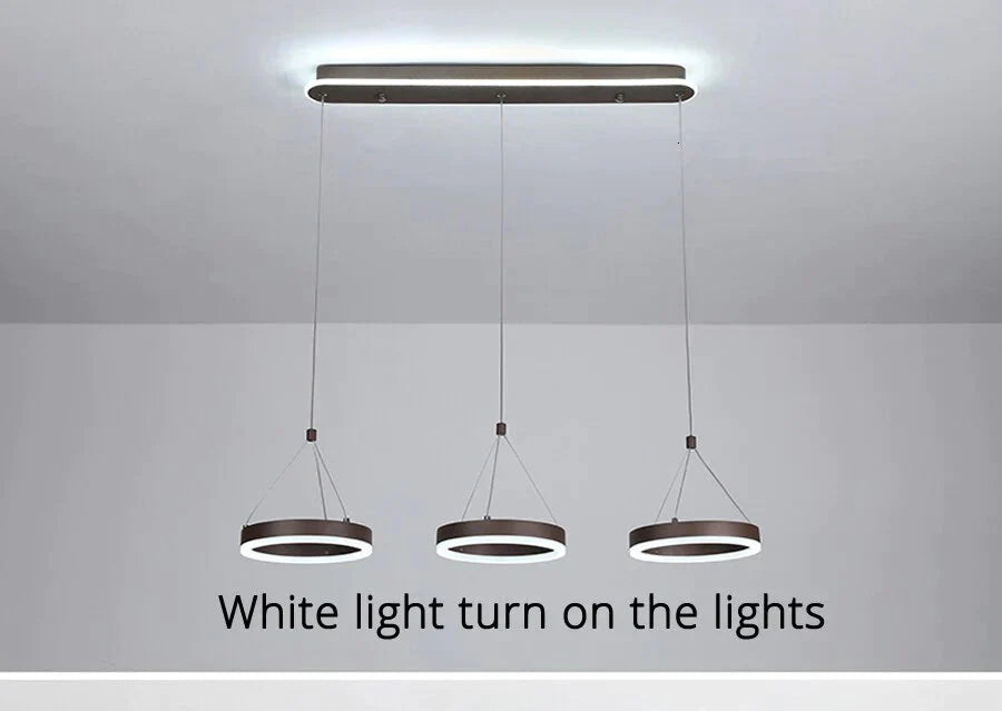 Coffee Led Pendant Light Kitchen Dinning Room Backside Lighting 3 Heads Round Acrylic Lamp Lustres