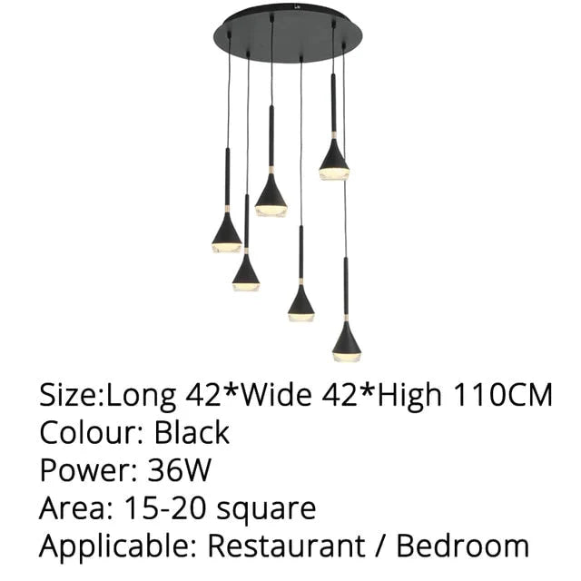 Black Color Nordic Style Led Pendant Lights Hanging Lamps Living Room Dining Lighting Luminaria