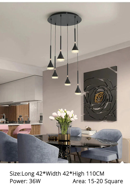 Black Color Nordic Style Led Pendant Lights Hanging Lamps Living Room Dining Lighting Luminaria