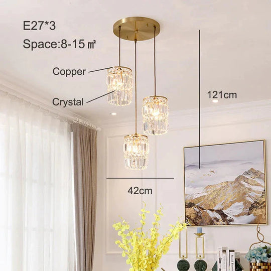 Modern Pendant Lamp Dining Crystal Lights For Bar Minimalist Bedroom Bedside Light Fixtures Kitchen