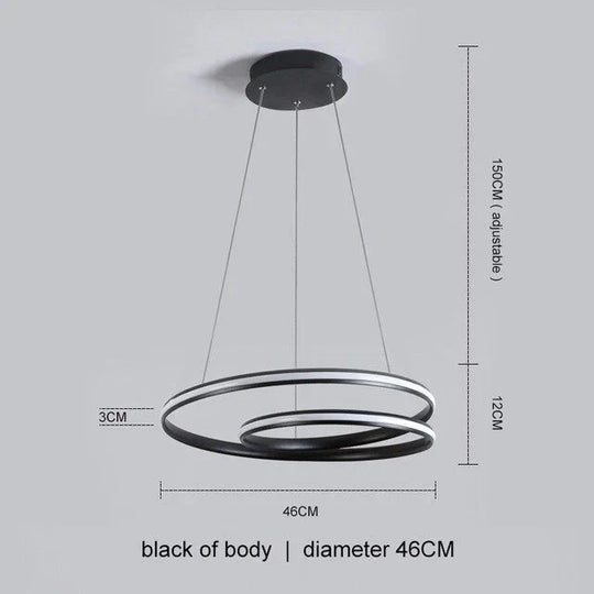 Black Round Modern Led Pendant Lights For Living Room Home Decor Suspension Hanging Lamp Fixtures