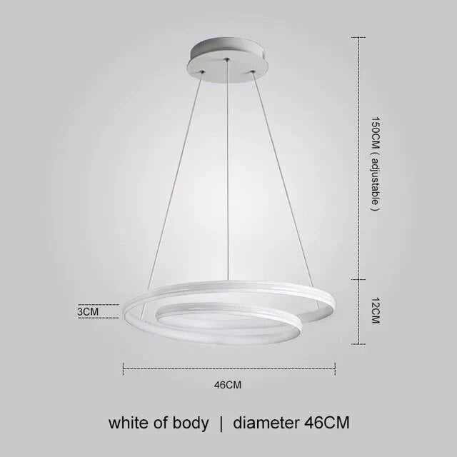 Black Round Modern Led Pendant Lights For Living Room Home Decor Suspension Hanging Lamp Fixtures