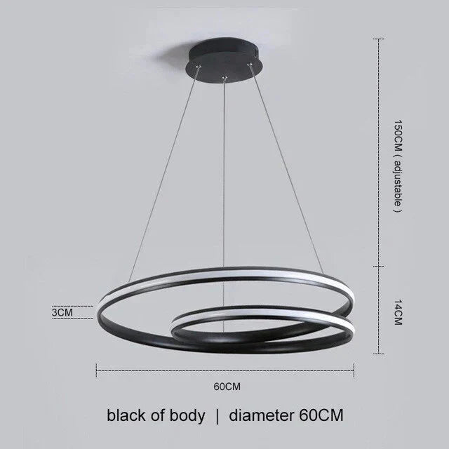 Black Round Modern Led Pendant Lights For Living Room Home Decor Suspension Hanging Lamp Fixtures