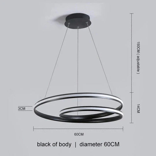 Black Round Modern Led Pendant Lights For Living Room Home Decor Suspension Hanging Lamp Fixtures
