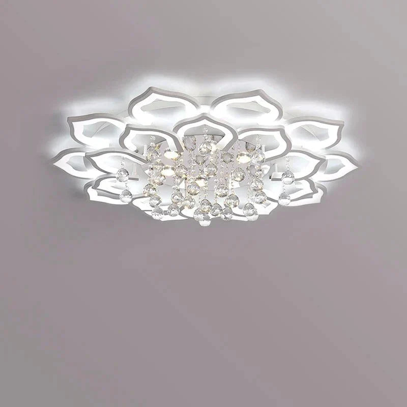 Modern Led Ceiling Lights Fixtures For Living Room White K9 Crystal Home Bedroom Lamp With Remote