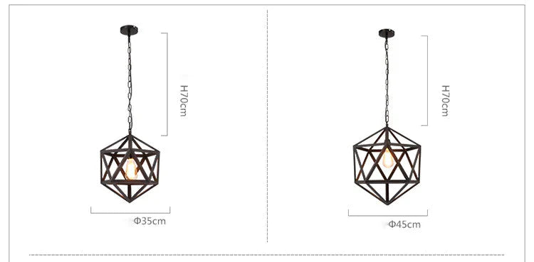 Creative Pendant Lights Loft Retro Industrial Rhombohedron Lamps For Bar/Restaurant Personality