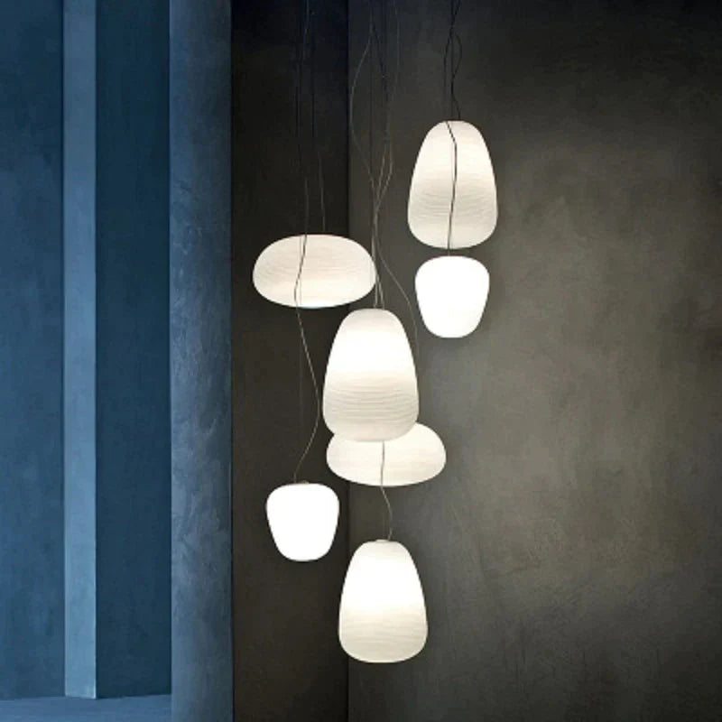 Nordic Simlpe Milky White Pendant Lights E27 Glass Single Head Lamp For Living Room Dining Bedroom