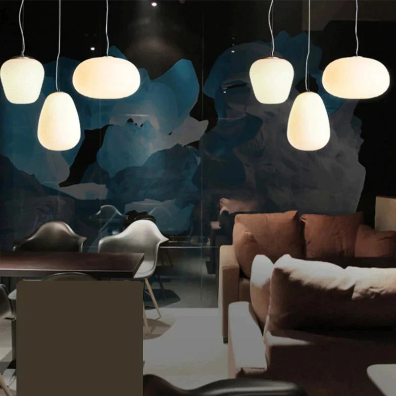 Nordic Simlpe Milky White Pendant Lights E27 Glass Single Head Lamp For Living Room Dining Bedroom