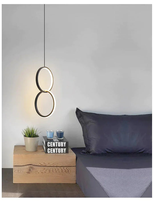 Ring Pendant Light Minimalist /Creative /Personality Bedroom Bedside Led Lights Long Line Hanging