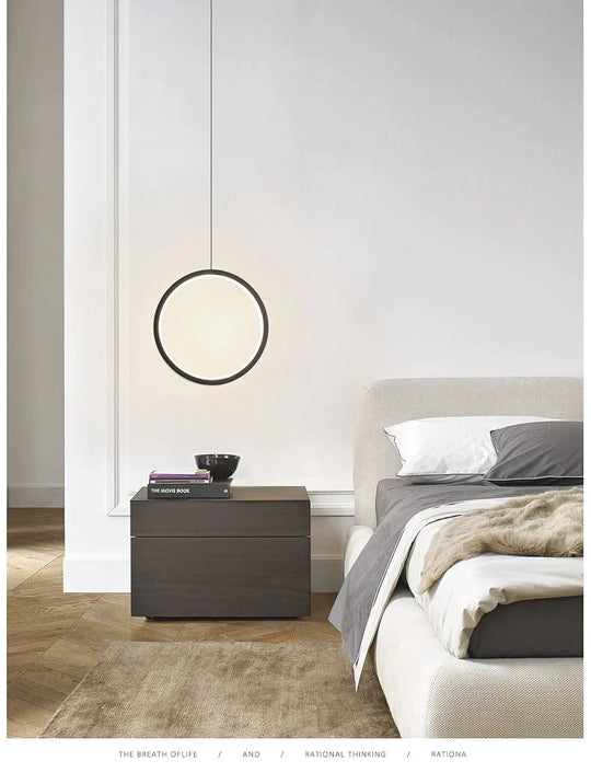 Ring Pendant Light Minimalist /Creative /Personality Bedroom Bedside Led Lights Long Line Hanging