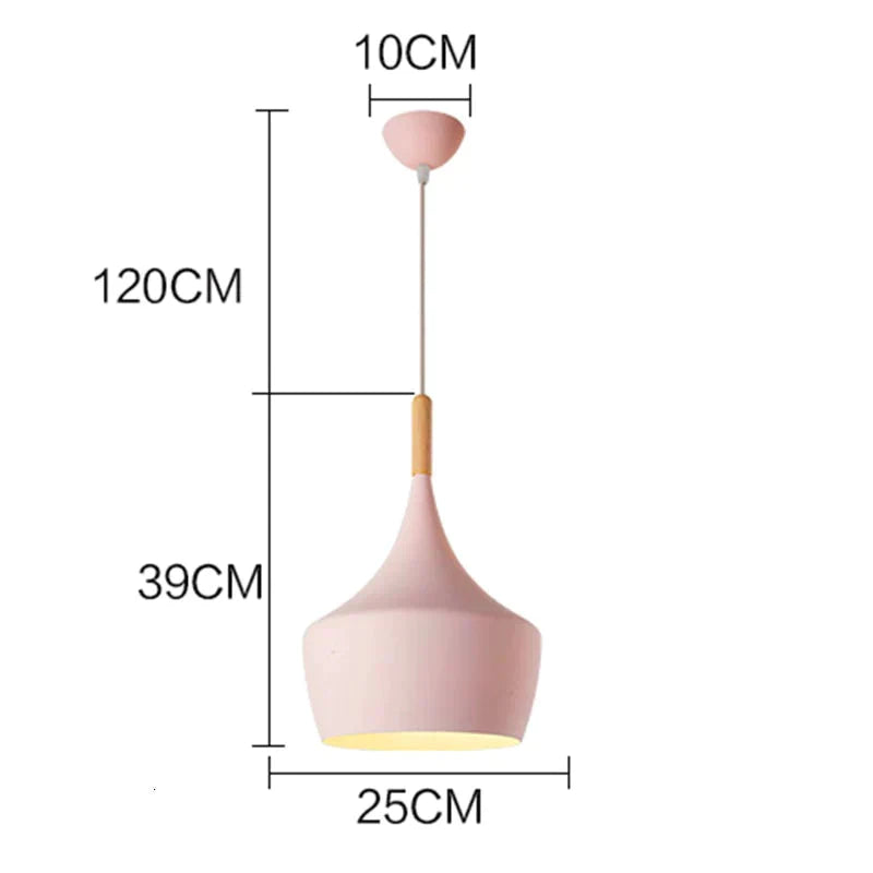 Nordic Creative Bar Loft Pendant Lights Cafe Restaurant Bedroom Multicolor Aluminum Lamp Shade Wood