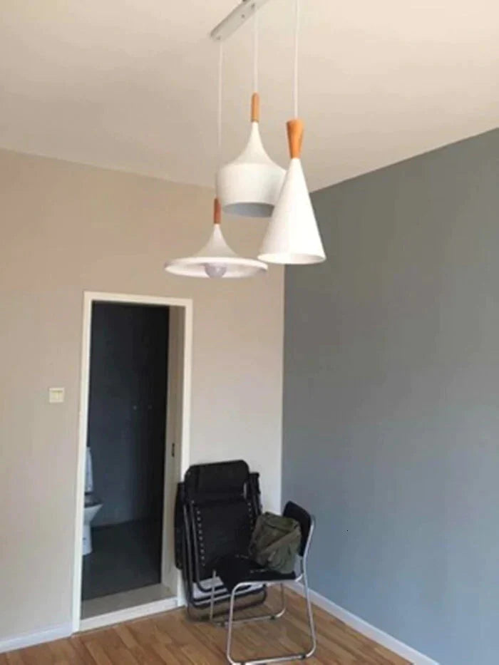 Nordic Creative Bar Loft Pendant Lights Cafe Restaurant Bedroom Multicolor Aluminum Lamp Shade Wood