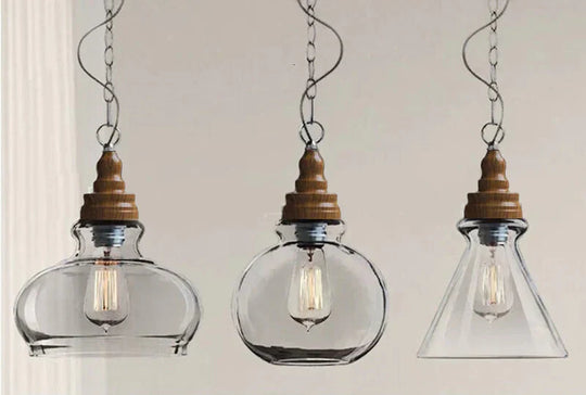 Creative Nordic Wood Single Head Hanging Lights E27 Led Pendant Lamp For Kitchen Living Room
