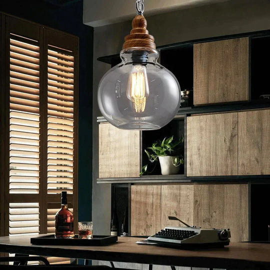 Creative Nordic Wood Single Head Hanging Lights E27 Led Pendant Lamp For Kitchen Living Room