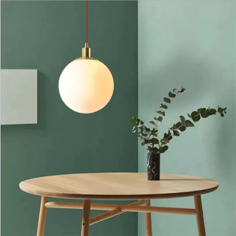Nordic Loft Brass Single - Head Glass Ball Pendant Lamps E27 Led Hanging Light For Kitchen Living
