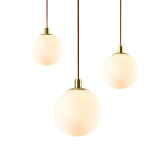 Nordic Loft Brass Single - Head Glass Ball Pendant Lamps E27 Led Hanging Light For Kitchen Living