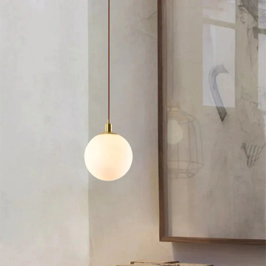 Nordic Loft Brass Single - Head Glass Ball Pendant Lamps E27 Led Hanging Light For Kitchen Living