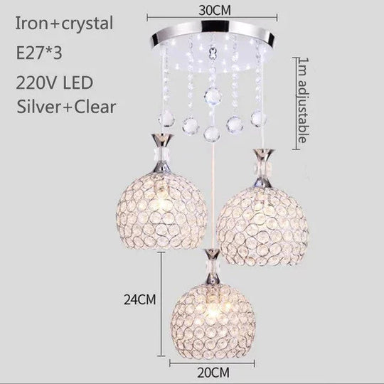 Modern Simplicity Style Indoor Decorations Pendant Lamp E27 Led Crystal Lights For Restaurant 3