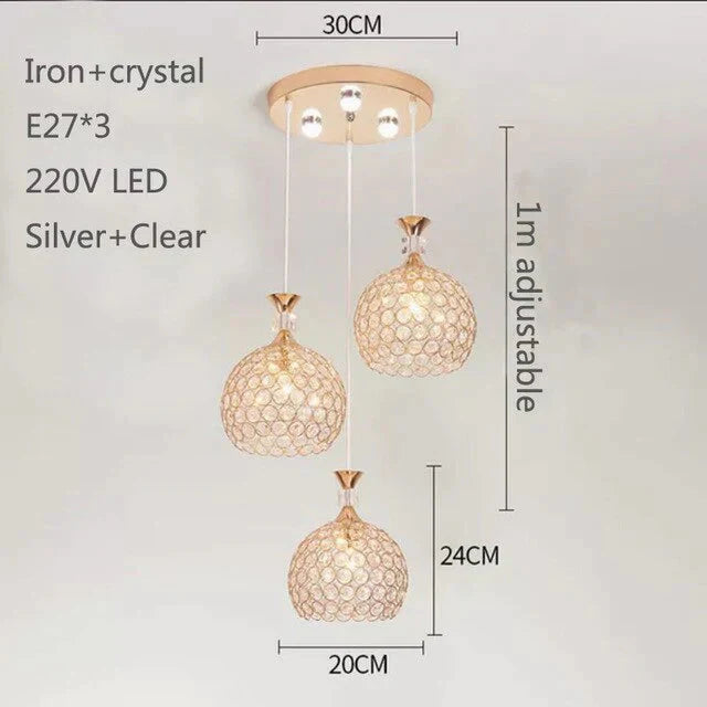 Modern Simplicity Style Indoor Decorations Pendant Lamp E27 Led Crystal Lights For Restaurant 3