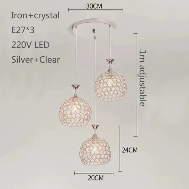 Modern Simplicity Style Indoor Decorations Pendant Lamp E27 Led Crystal Lights For Restaurant 3