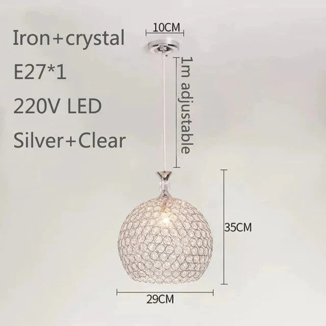 Modern Simplicity Style Indoor Decorations Pendant Lamp E27 Led Crystal Lights For Restaurant 3
