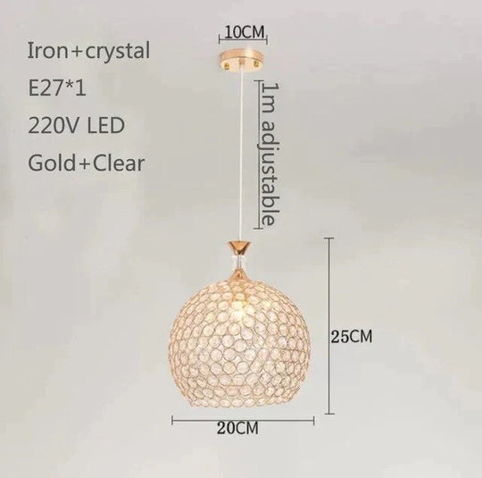 Modern Simplicity Style Indoor Decorations Pendant Lamp E27 Led Crystal Lights For Restaurant 3