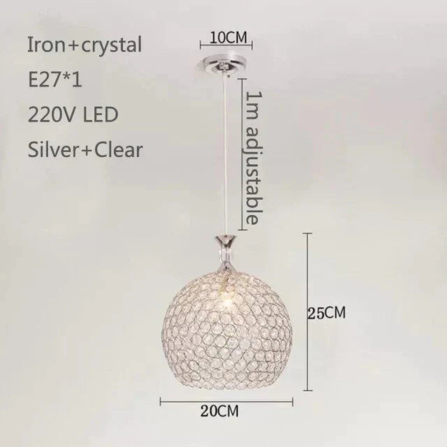 Modern Simplicity Style Indoor Decorations Pendant Lamp E27 Led Crystal Lights For Restaurant 3