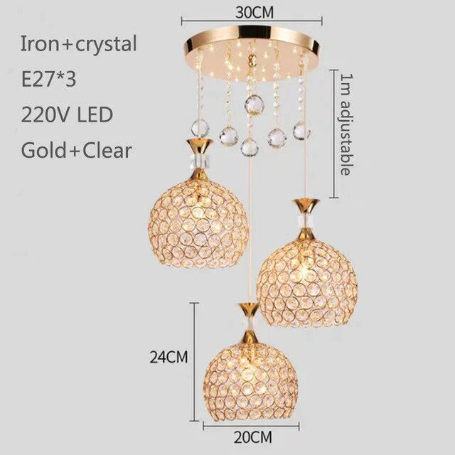 Modern Simplicity Style Indoor Decorations Pendant Lamp E27 Led Crystal Lights For Restaurant 3