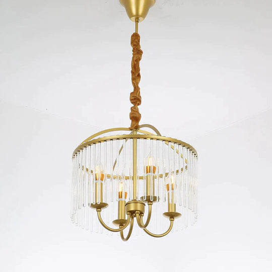 American Vintage Wrought Iron Pendant Lamp E14 Led Gold Lights For Living Room Bed Dining Study