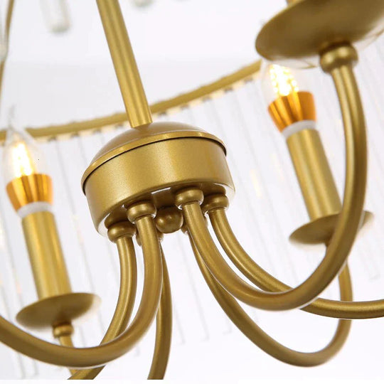 American Vintage Wrought Iron Pendant Lamp E14 Led Gold Lights For Living Room Bed Dining Study