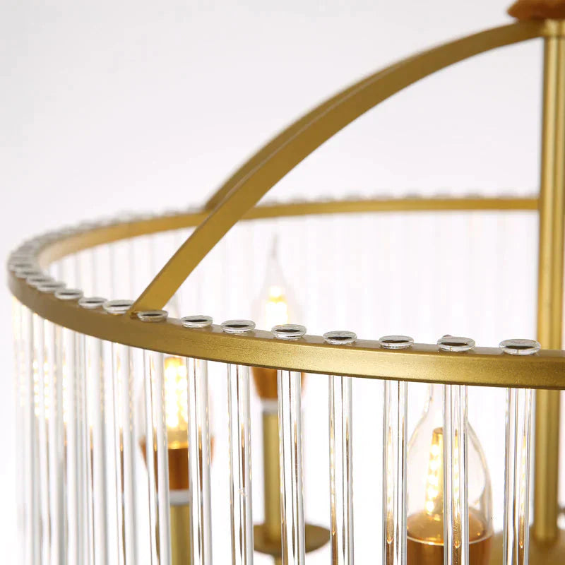 American Vintage Wrought Iron Pendant Lamp E14 Led Gold Lights For Living Room Bed Dining Study