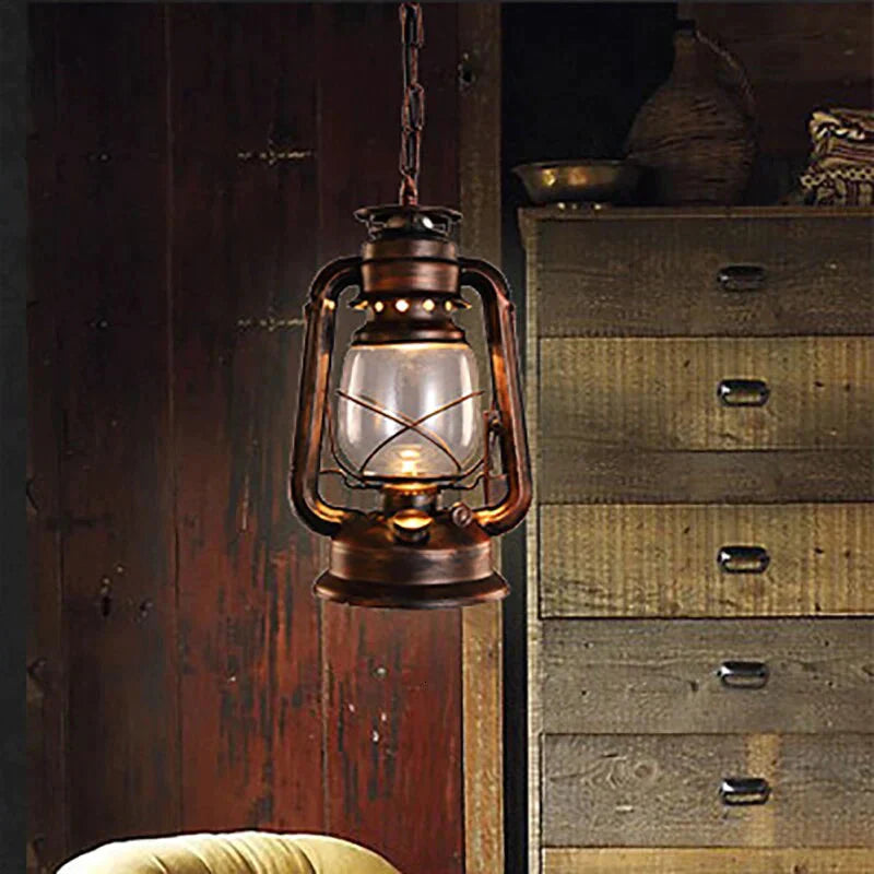 Retro Vintage Lantern Kerosene Pendant Lamp E27 Lights Loft Restaurant Master Bedroom Dining/Living