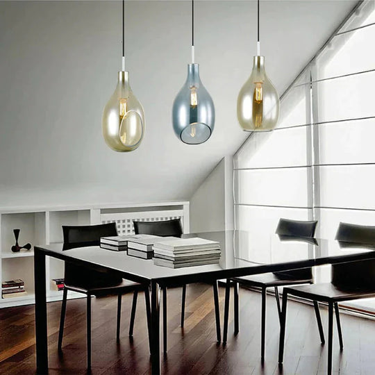 Nordic Loft Glass Pendant Light Led E27 Home Deco Modern Hanging Lamp For Bedroom Living Room