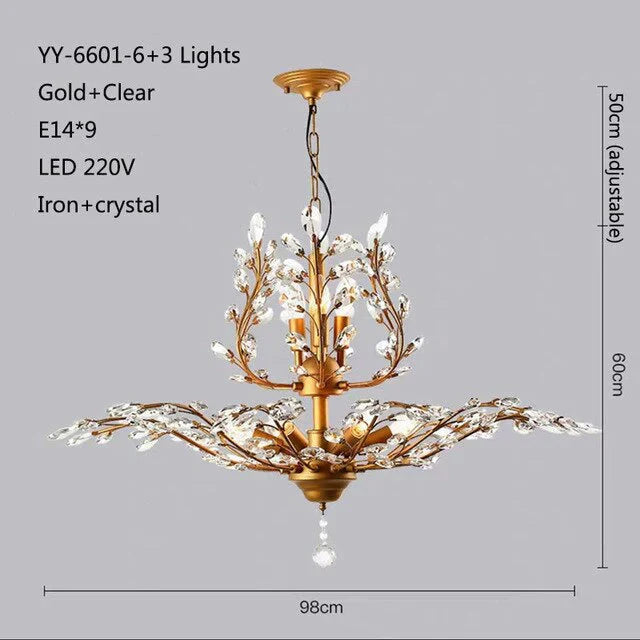 American Luxurious Crystal Chandelier E14 Led For Restaurant Lighting Modern Home Decor Fixtures