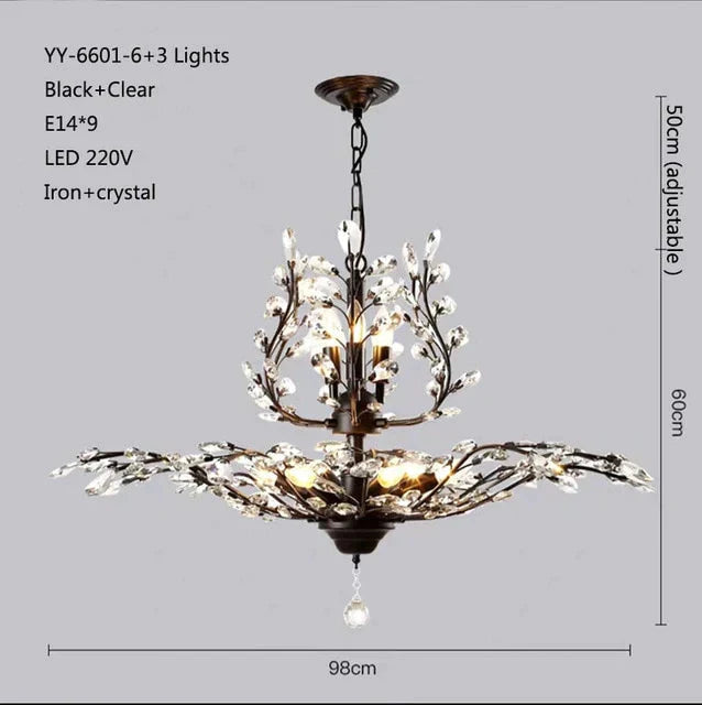 American Luxurious Crystal Chandelier E14 Led For Restaurant Lighting Modern Home Decor Fixtures