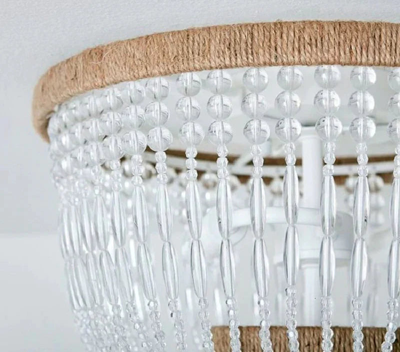Modern Minimalist Round Wooden Beads E27 Led Pendant Lamp Children Bedroom Crystal Light Living