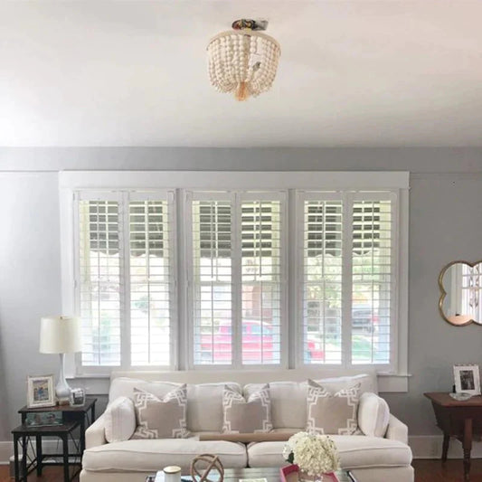 Modern Minimalist Round Wooden Beads E27 Led Pendant Lamp Children Bedroom Crystal Light Living