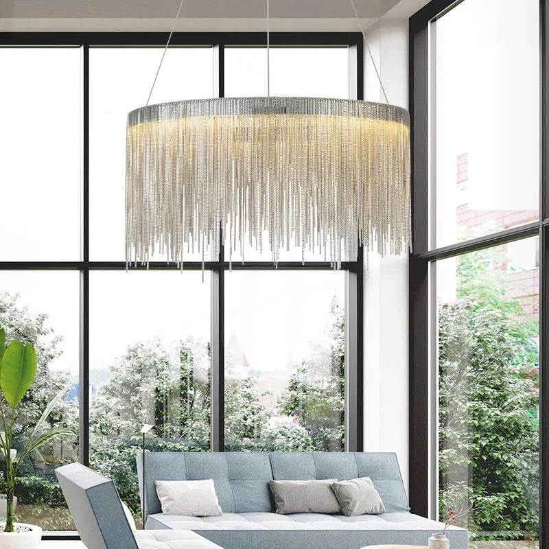 Modern Pendant Light For Bar Led Lamp Dining Simple Silver Waterfall Lamps Vintage Lights Living