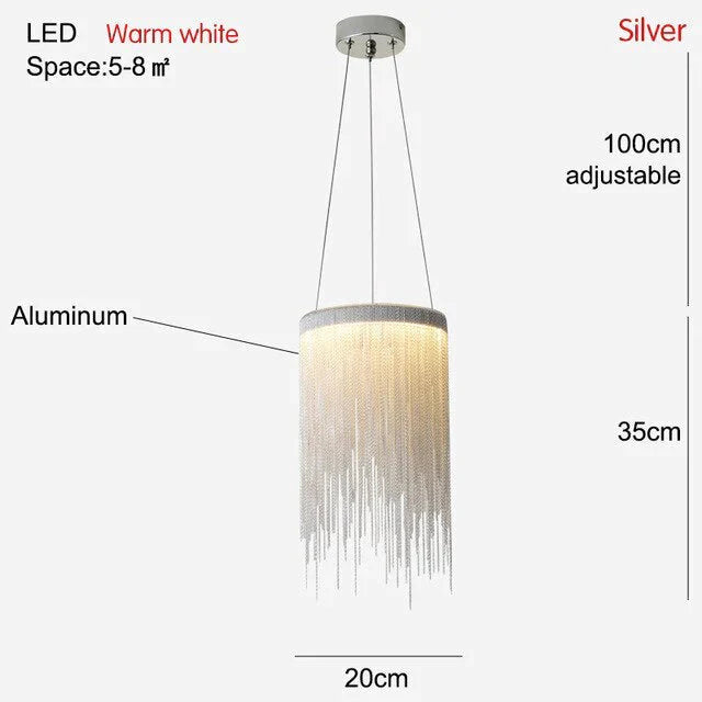 Modern Pendant Light For Bar Led Lamp Dining Simple Silver Waterfall Lamps Vintage Lights Living