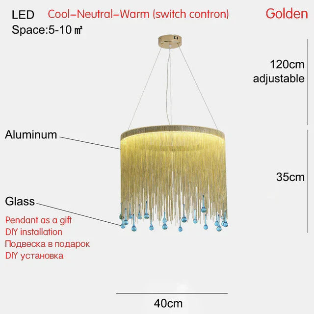Modern Pendant Light For Bar Led Lamp Dining Simple Silver Waterfall Lamps Vintage Lights Living