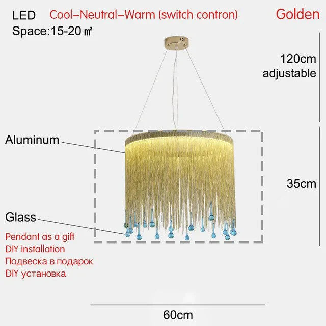 Modern Pendant Light For Bar Led Lamp Dining Simple Silver Waterfall Lamps Vintage Lights Living