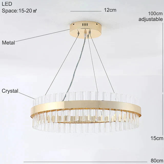 Norris - Luxury Crystal Pendant Light Living Room Led Lamps Dining Modern Hanging Lighting Bedroom