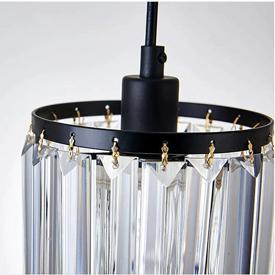 Crystal Pendant Light Dining Lighting Foyer Lamp Bedroom Loft Lights Black Frame Fixtures Makeup