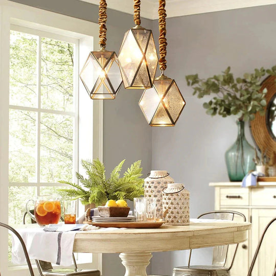 Copper Pendant Lights Dining Retro Glass Lamp Kitchen Modern Lustre Salon Fixtures Loft Lighting