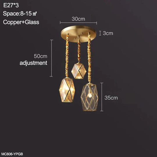 Copper Pendant Lights Dining Retro Glass Lamp Kitchen Modern Lustre Salon Fixtures Loft Lighting