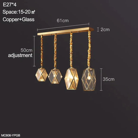 Copper Pendant Lights Dining Retro Glass Lamp Kitchen Modern Lustre Salon Fixtures Loft Lighting