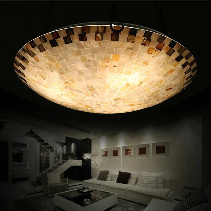 Tiffany Mediterranean Natural Shell Ceiling Light Toilet Lustres Night Led Lamp Bedroom Lighting