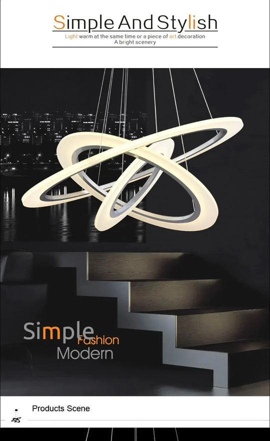 Modern Led Pendant Lights For Dining Living Room Cerchio Anello Lampadario Acrylic 3/2/1 Rings